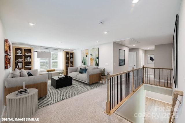 9957 Cask Way, Huntersville, NC 28078 - living room featuring attic access and recessed lighting
