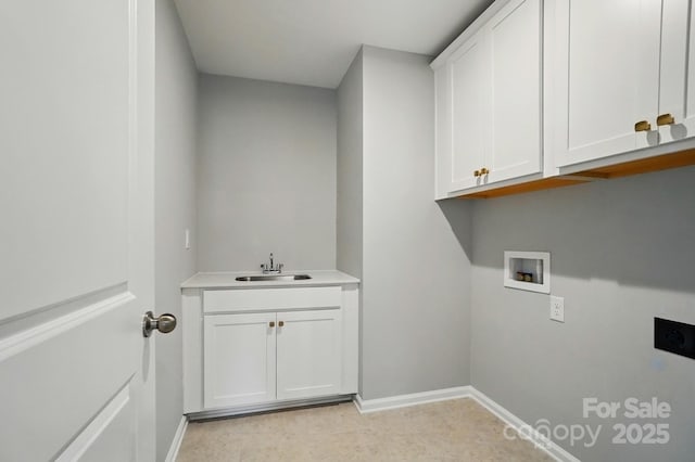 9957 Cask Way, Huntersville, NC 28078 - washroom with electric dryer hookup, cabinet space, hookup for a washing machine, and baseboards
