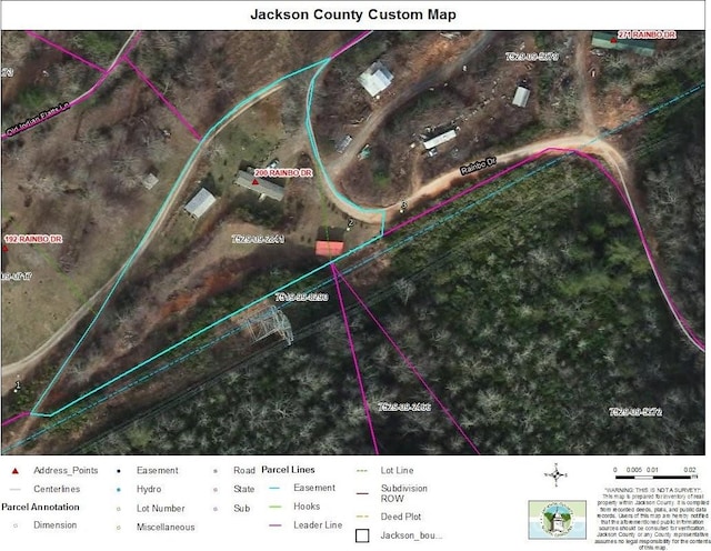 aerial overview of property's location featuring property parcel outlined