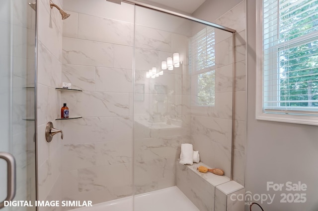 9842 Quercus Ln, Huntersville, NC 28078 - bathroom with a stall shower and plenty of natural light