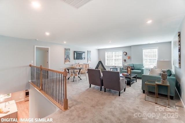 9842 Quercus Ln, Huntersville, NC 28078 - living area featuring recessed lighting and light carpet