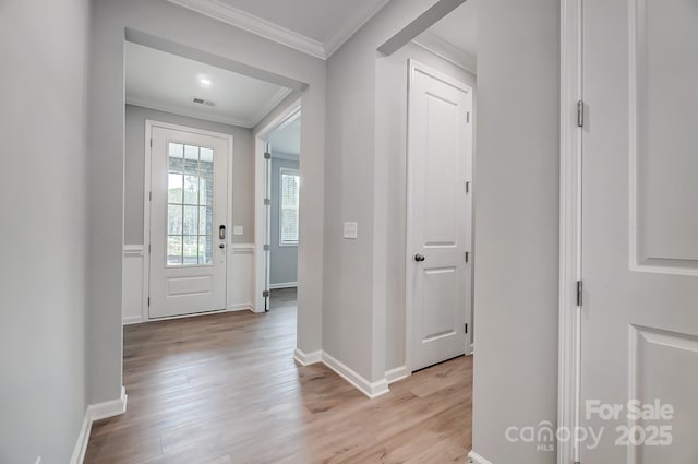9934 Cask Way, Huntersville, NC 28078 - entrance foyer featuring crown molding, light wood-style flooring, and baseboards