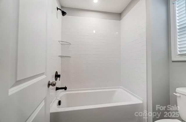 9934 Cask Way, Huntersville, NC 28078 - bathroom featuring toilet,  shower combination, and healthy amount of natural light