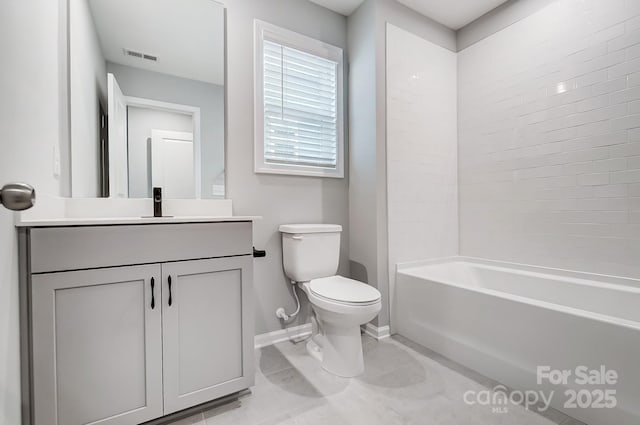 9934 Cask Way, Huntersville, NC 28078 - full bathroom featuring baseboards, toilet, vanity, tub / shower combination, and tile patterned flooring
