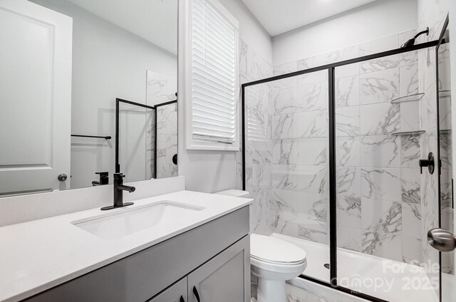 9934 Cask Way, Huntersville, NC 28078 - full bath featuring marble finish floors, vanity, and a stall shower