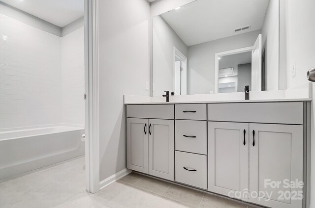 9934 Cask Way, Huntersville, NC 28078 - bathroom with double vanity, tile patterned flooring, and shower / washtub combination
