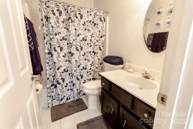2936 Walsingham Ct, Matthews, NC 28105 - full bathroom featuring vanity, tile patterned flooring, and a shower with curtain