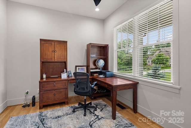301 Rockbridge Rd Unit 22, Mills River, NC 28759 - home office featuring baseboards, light wood finished floors, and recessed lighting