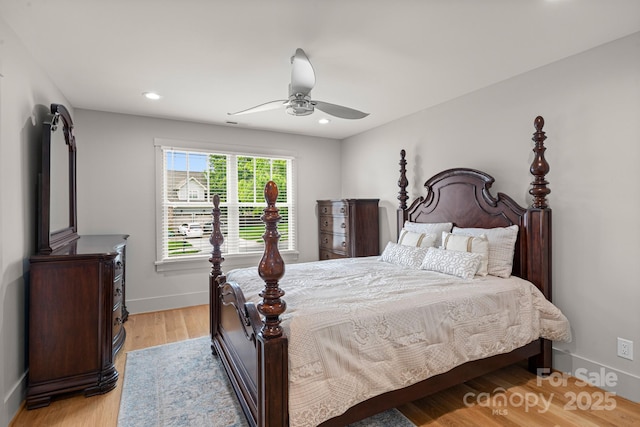 301 Rockbridge Rd Unit 22, Mills River, NC 28759 - bedroom with light wood-type flooring, baseboards, ceiling fan, and recessed lighting