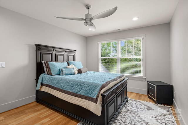 301 Rockbridge Rd Unit 22, Mills River, NC 28759 - bedroom with baseboards, light wood-style floors, ceiling fan, and recessed lighting