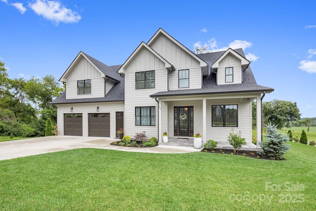 301 Rockbridge Rd Unit 22, Mills River, NC 28759 - modern farmhouse style home featuring board and batten siding, a garage, driveway, and a front yard