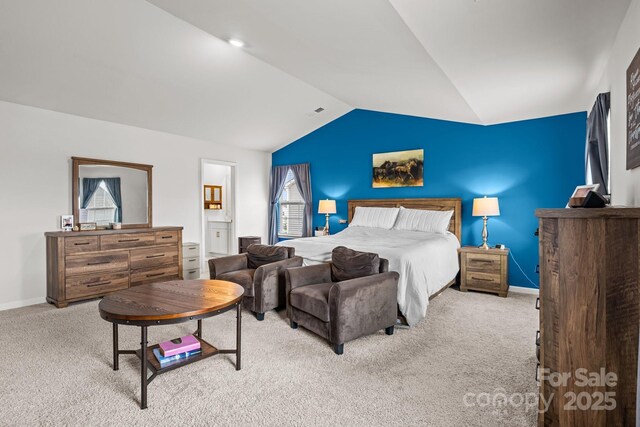 7172 Teague Dr, Gastonia, NC 28056 - carpeted bedroom with vaulted ceiling and baseboards