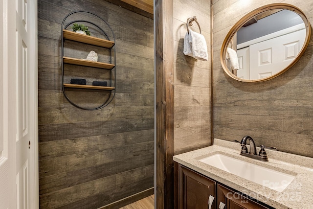 6541 Grassy Branch Rd, Bryson City, NC 28713 - bathroom with wood walls and vanity