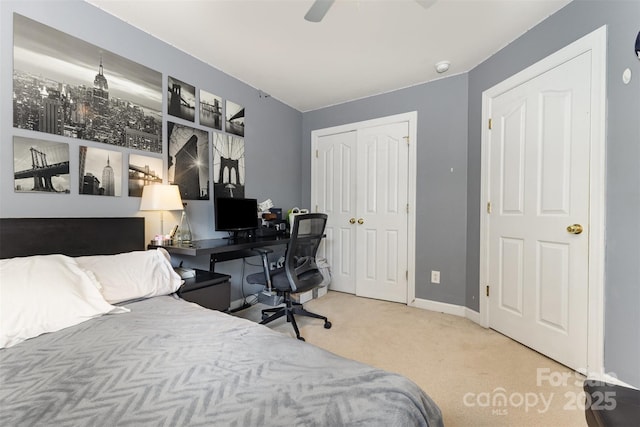 9814 Tompkins Ln, Waxhaw, NC 28173 - carpeted bedroom with baseboards, a closet, and a ceiling fan
