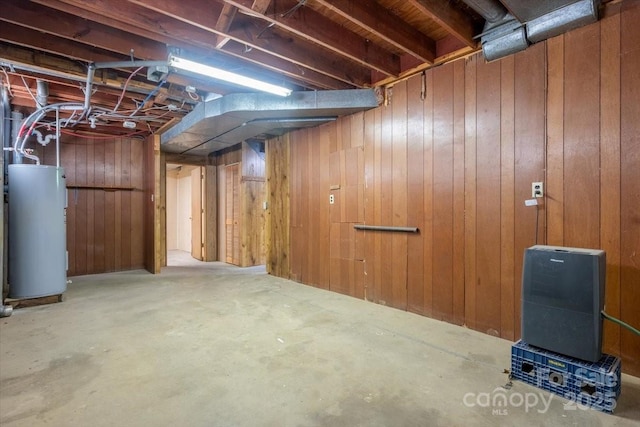 825 Pole Miller Ext, Brevard, NC 28712 - unfinished below grade area with water heater and wooden walls