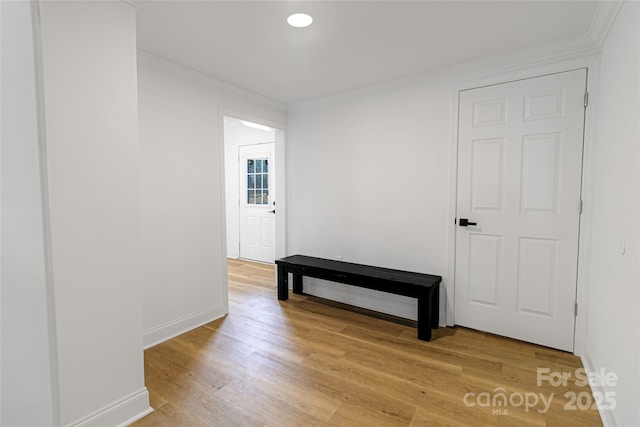 940 N New Hope Rd, Gastonia, NC 28054 - hallway with ornamental molding, light wood-type flooring, and baseboards