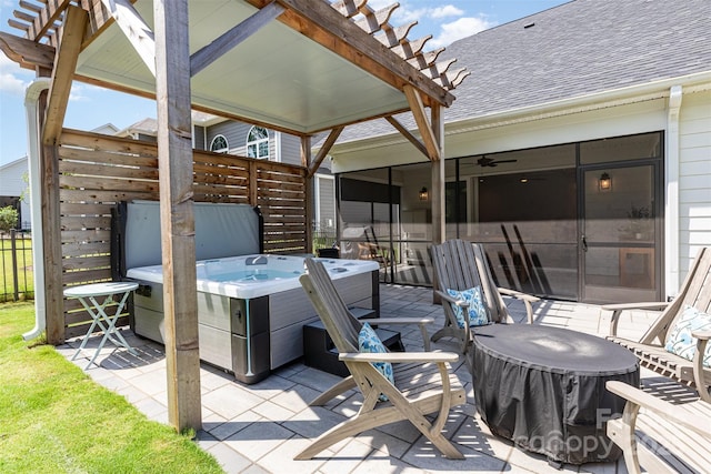 482 Lucky Dr NW, Concord, NC 28027 - view of patio with a hot tub and a pergola