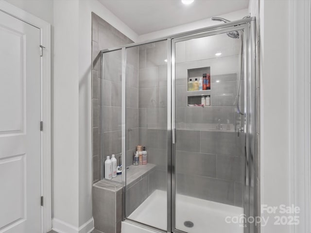 518 Palmarosa St, Fort Mill, SC 29715 - bathroom with a stall shower and baseboards