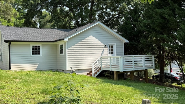 148 Forest Heights Dr, Mcadenville, NC 28101 - rear view of property with a deck, a yard, and a shingled roof
