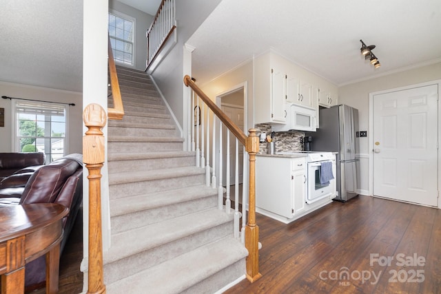 600 Capella Ct, Gastonia, NC 28056 - stairway with crown molding and wood finished floors