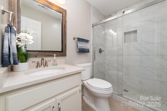 600 Capella Ct, Gastonia, NC 28056 - bathroom with vanity, a stall shower, and tile patterned flooring