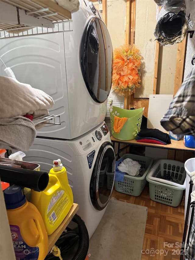 1895 Sandy Cir, Newton, NC 28658 - washroom featuring stacked washer and clothes dryer