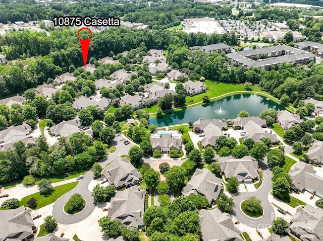 10875 Casetta Dr, Matthews, NC 28105 - aerial perspective of suburban area with a large body of water