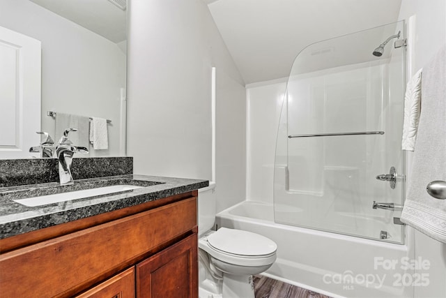 7809 Creek Park Dr, Denver, NC 28037 - full bathroom featuring vanity, toilet, shower / bath combination, and wood finished floors