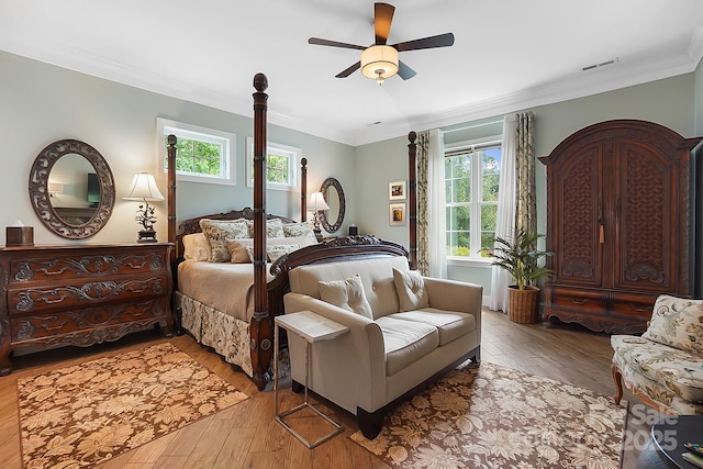 2354 Valelake Rd, York, SC 29745 - bedroom featuring light wood-type flooring, ornamental molding, and a ceiling fan