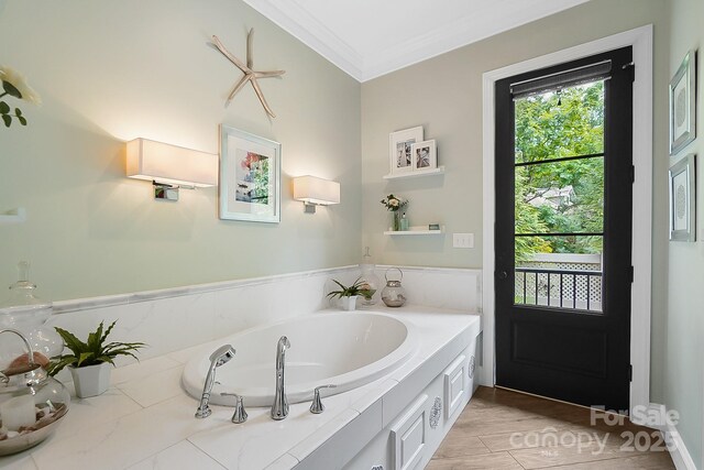 2354 Valelake Rd, York, SC 29745 - bathroom with crown molding and a bath