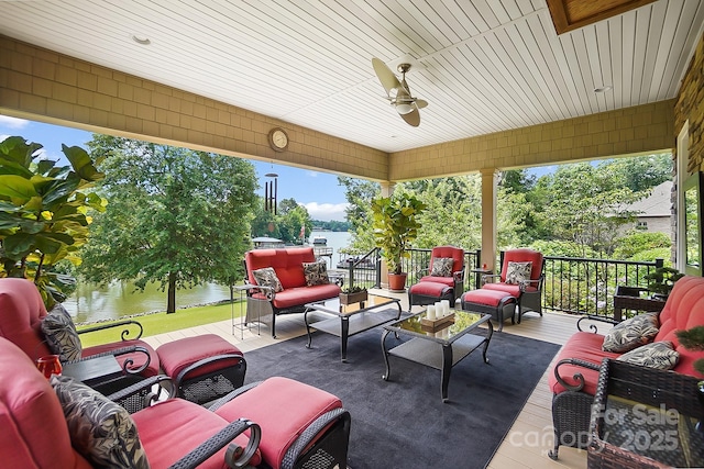2354 Valelake Rd, York, SC 29745 - view of patio with outdoor lounge area and a water view