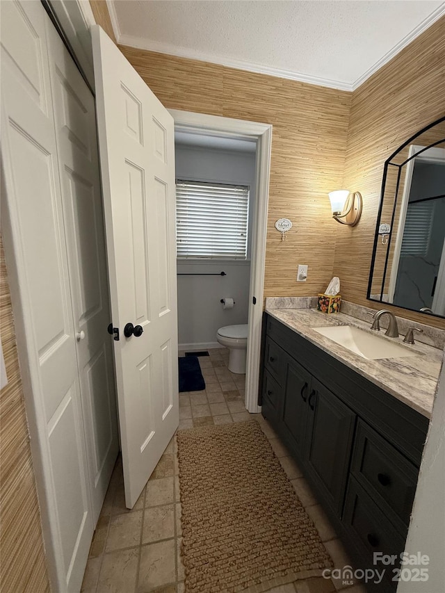 18 Olde Duffers Dr, Nebo, NC 28761 - bathroom with vanity, toilet, and ornamental molding