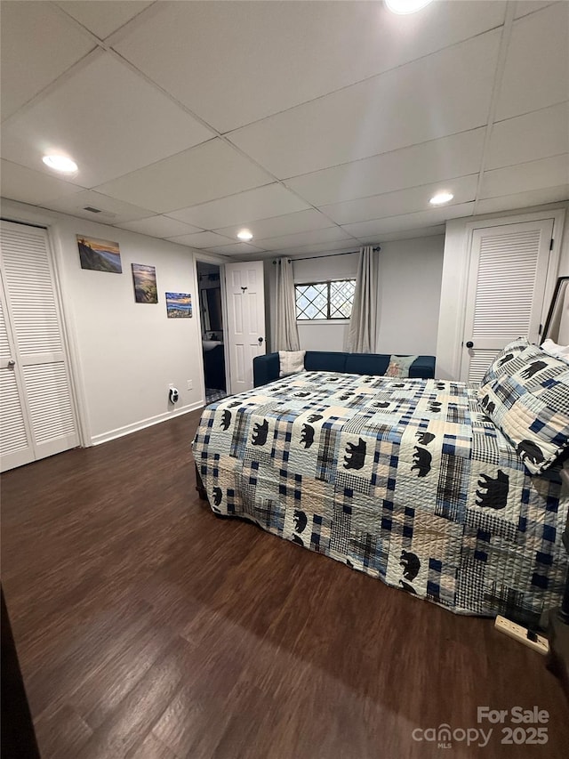 18 Olde Duffers Dr, Nebo, NC 28761 - bedroom featuring wood finished floors, baseboards, a drop ceiling, and recessed lighting