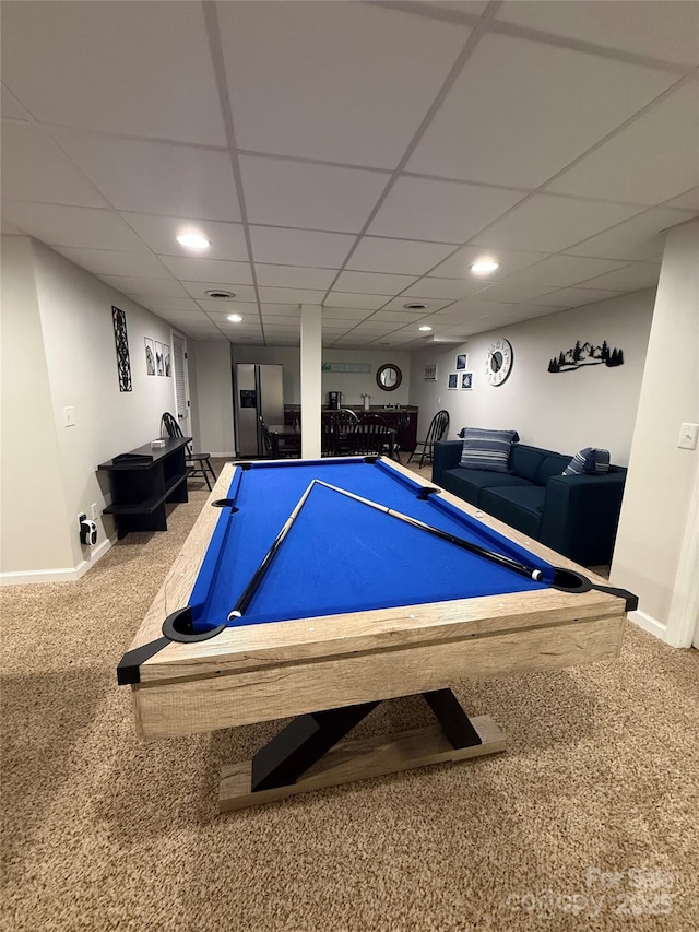 18 Olde Duffers Dr, Nebo, NC 28761 - rec room with carpet, pool table, baseboards, recessed lighting, and a paneled ceiling
