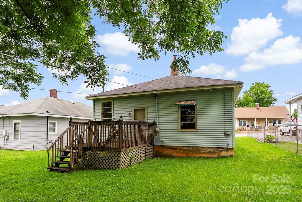 92 E Spencer Mountain Ave, Gastonia, NC 28054 - rear view of house featuring a deck and a chimney