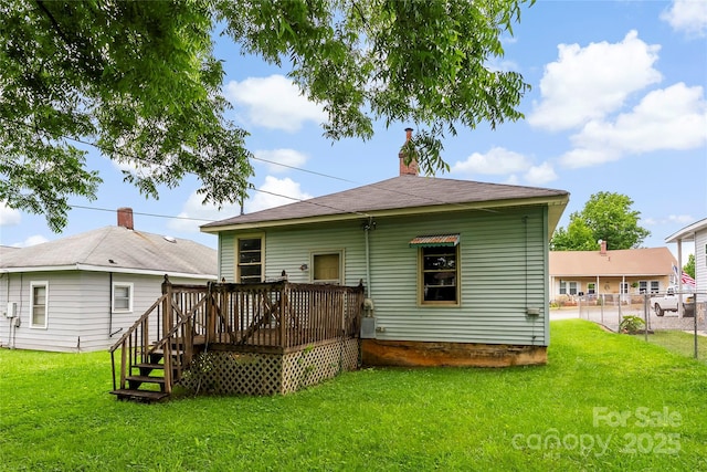 92 E Spencer Mountain Ave, Gastonia, NC 28054 - rear view of house featuring a deck and a chimney