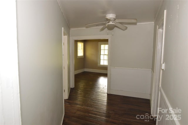 1216 Mountain Ave, Gastonia, NC 28052 - hallway with dark wood-style flooring and ornamental molding