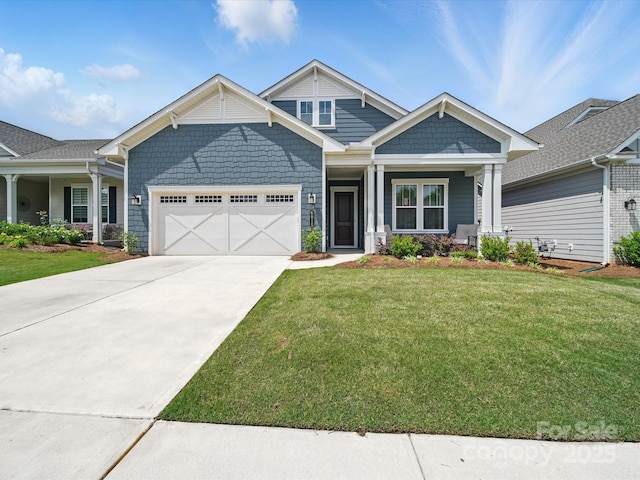 6015 Waldorf Ave, Monroe, NC 28110 - craftsman-style home featuring a porch, a garage, a front lawn, and concrete driveway