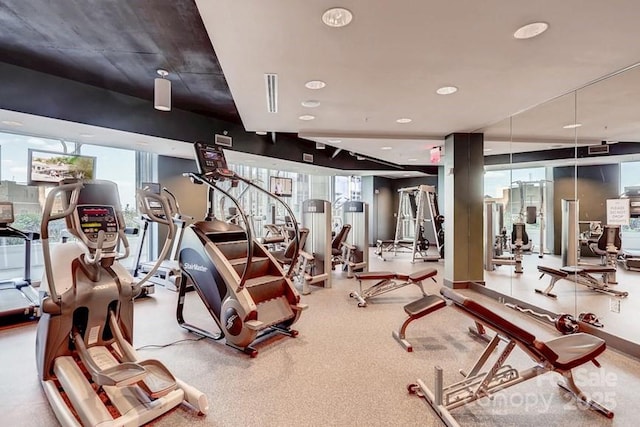 210 N Church St Unit 2807, Charlotte, NC 28202 - exercise room featuring recessed lighting