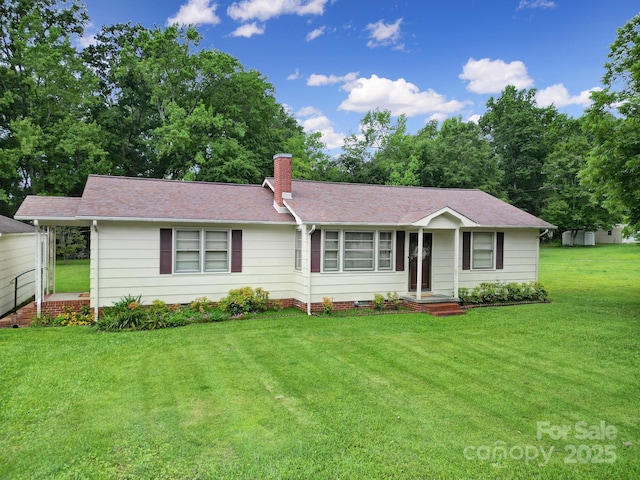 2084 Old Evans Cir, Lancaster, SC 29720 - ranch-style home with a front yard and a chimney