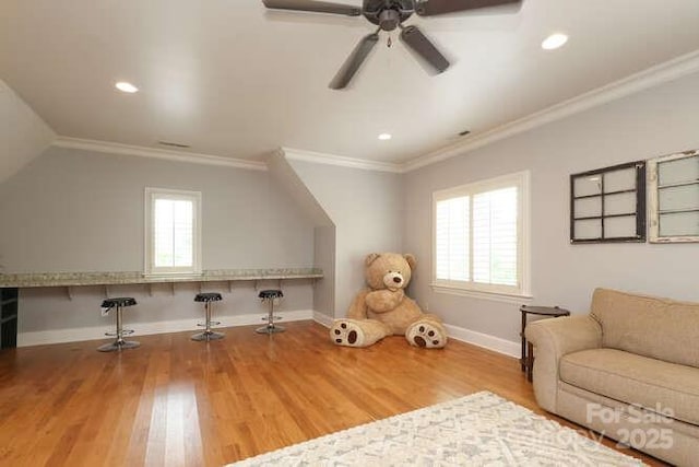 1103 Mapesbury Ln, Waxhaw, NC 28173 - bonus room with wood finished floors, baseboards, ceiling fan, and recessed lighting
