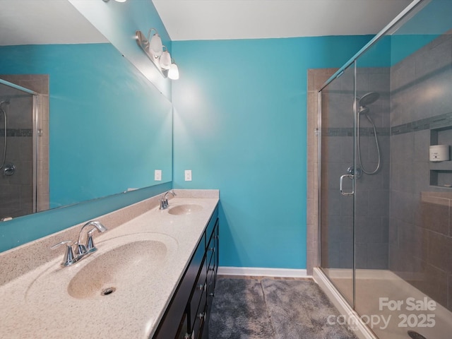 11225 Island View Ln, Lancaster, SC 29720 - full bath with double vanity and a stall shower