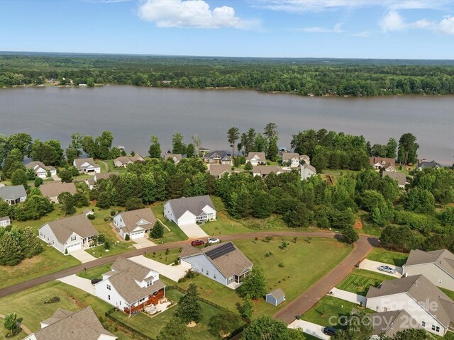 11225 Island View Ln, Lancaster, SC 29720 - aerial perspective of suburban area featuring a large body of water and a heavily wooded area