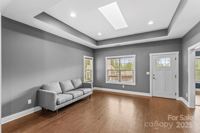 6 Meeting St, Asheville, NC 28803 - sitting room with a skylight, baseboards, wood finished floors, and recessed lighting