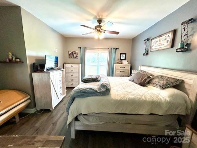 1545 Lewis Farm Rd, Kings Mountain, NC 28086 - bedroom featuring dark wood finished floors and ceiling fan