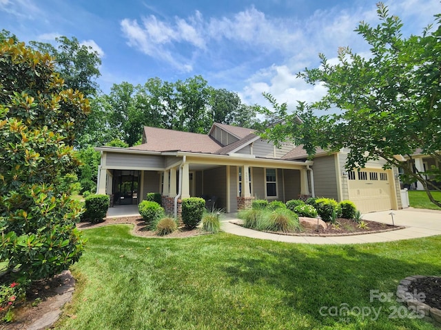 5590 Elk Knob Ct, Denver, NC 28037 - craftsman-style house with a front lawn, concrete driveway, covered porch, and a garage