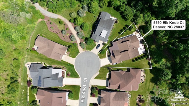 5590 Elk Knob Ct, Denver, NC 28037 - aerial view of property and surrounding area with property parcel outlined