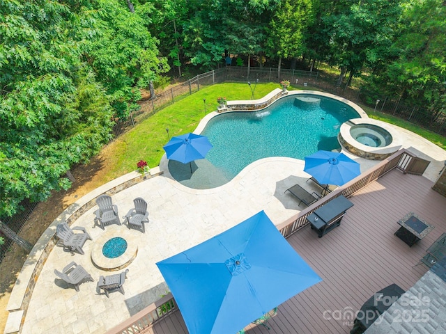 1868 Chestnut Hill Dr, Tega Cay, SC 29708 - view of swimming pool featuring a patio area, a deck, and a pool with connected hot tub