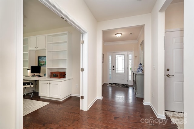 1663 Tranquility Blvd, Lancaster, SC 29720 - entrance foyer with dark wood-type flooring, crown molding, and baseboards