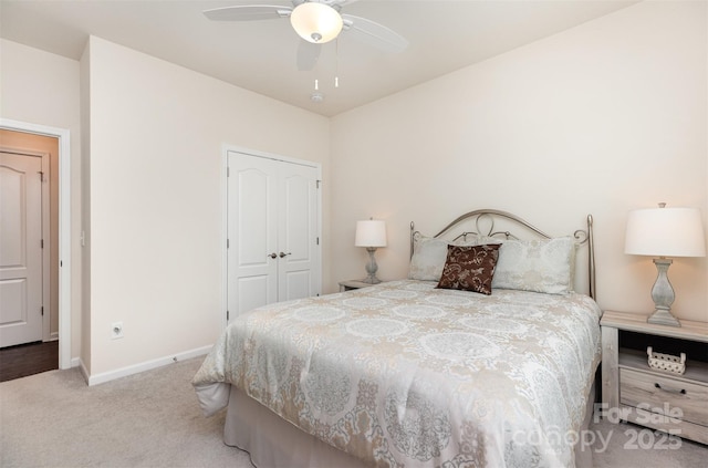 1663 Tranquility Blvd, Lancaster, SC 29720 - bedroom with baseboards, carpet floors, a closet, and a ceiling fan